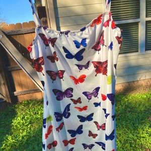 Multicolor Butterfly Silk Dress